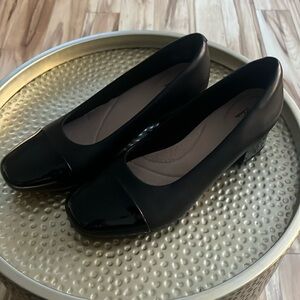 Clarks Black Wide Heel Shoes